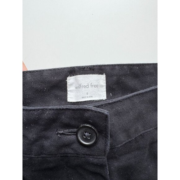 NWT Aritzia WILFRED FREE Latitude GD Black Cotton Twill Pleated Pants, Size 4 - Picture 9 of 11